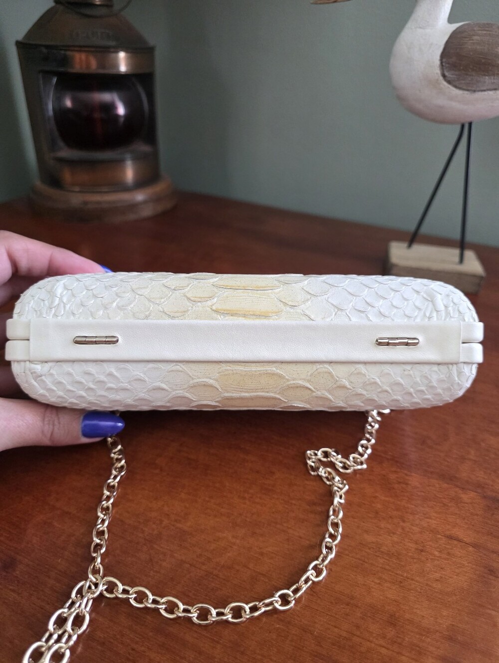 Coach 51550 Madison Pinnacle Minaudiere Ivory Python Embossed Leather Clutch - Picture 6 of 16